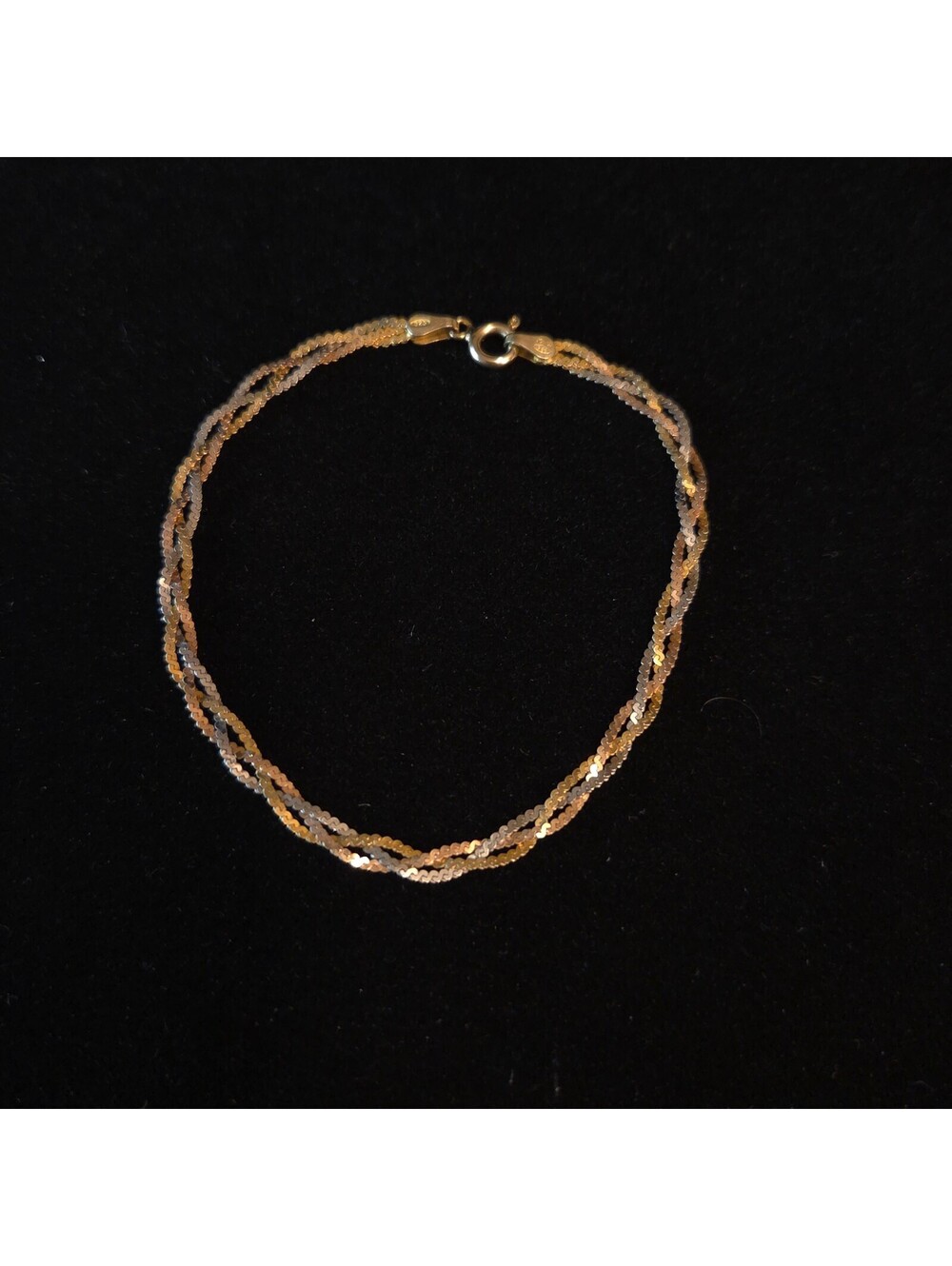 Vintage 7 1/2" Milor Sterling Silver Tri-Color Bracelet